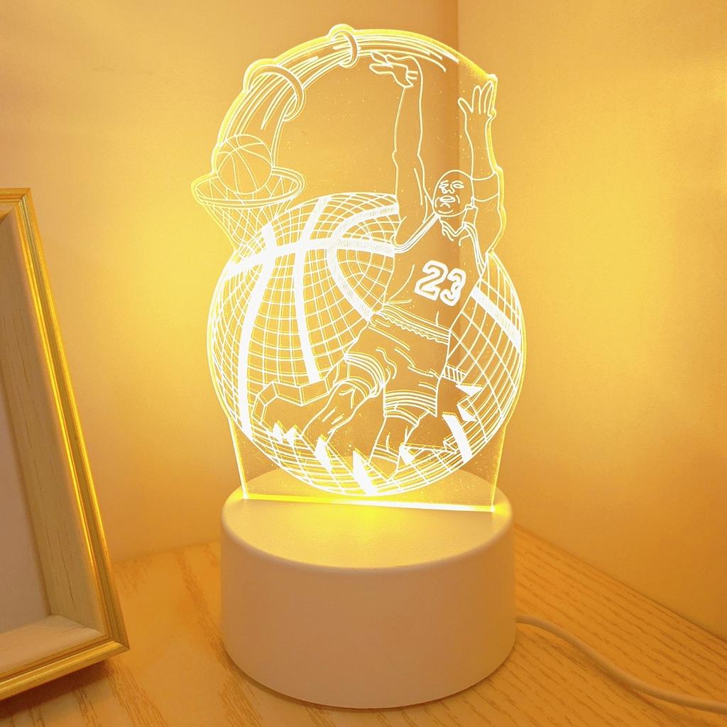 Creative 3D Night Light Basketball Sports Design, USB Ambient Bedside Lamp, Art Decoration, Bedroom Decoration