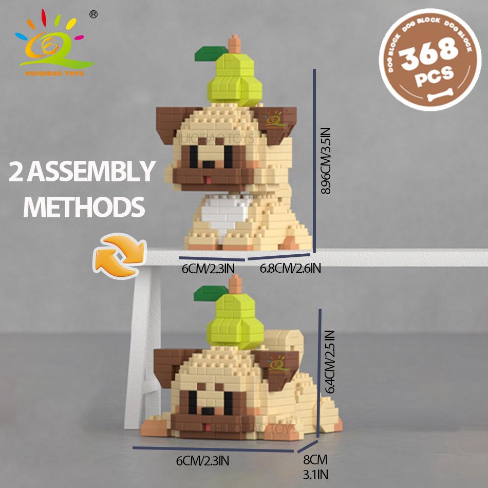 HUIQIBAO Cute Pet Dog Cat Micro Model Building Block Kids Mini City Cartoon Animal Diamond Bricks Educational Toys Children Gift