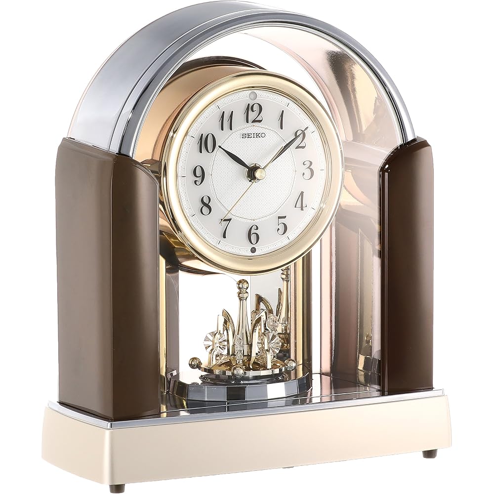 Seiko Clock Table Clock Standard Radio-Controlled Clock Twin-Pa Dark Brown Marble Pattern Glossy Finish BY238B SEIKO
