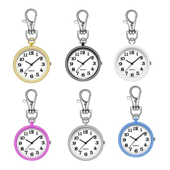 Watch Keychain Circular Dial High Precision Quartz Movement Pointer Silent Watch Compact Hook Keyring Watch