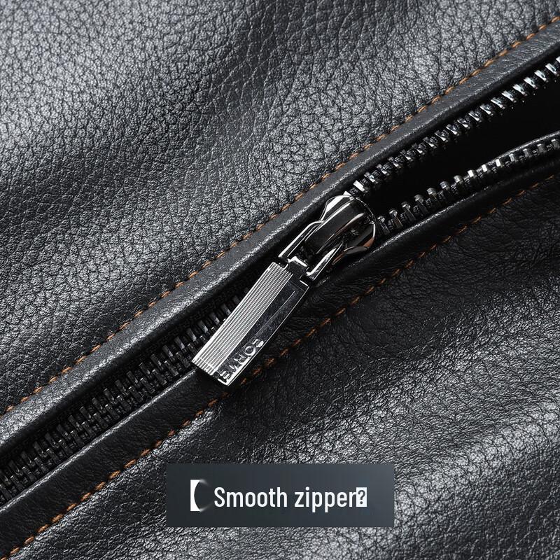 Futing Men's Genuine Sheepskin Slim Fit Motorcycle Leather Jacket