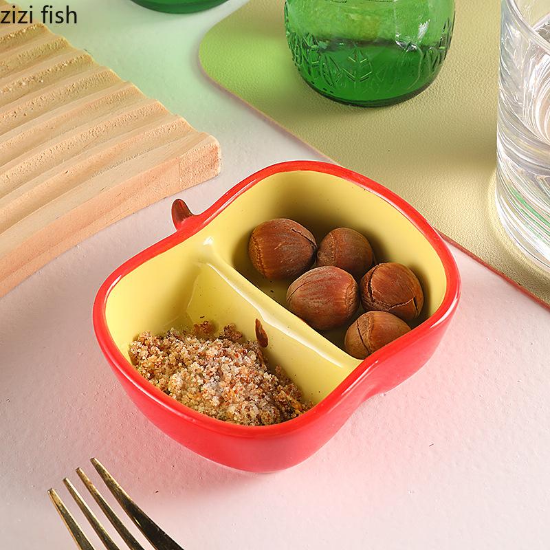 Fruit Shaped Ceramic Seasoning Dish Sauce Dish Dessert Plate Snack Bowl Dipping Dishes Tasting Plate Dim Sum Bowl Fruit Plates
