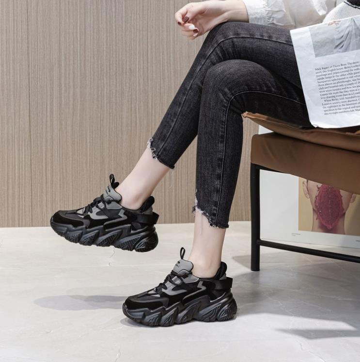 Fashion 5CM Genuine Leather Platform Wedge Skate Boarding High Brand Chunky Sneaker Winter Plush Women Vulcanized Casual Shoes