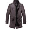 Autumn and winter men's new British medium and long leather jacket velvet men's clothing large size casual men's leather jacket