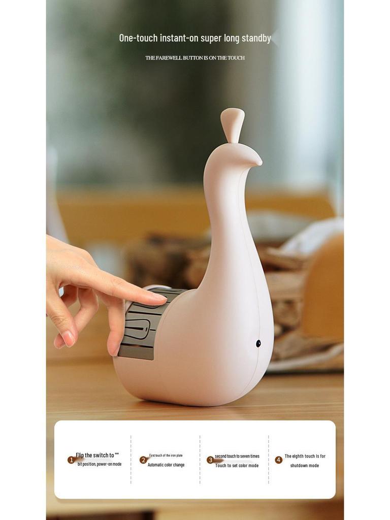 Peacock Projector Night Light: Remote-Controlled, Wall Hanging, Colorful Atmosphere for Bedside or Birthday Gift.