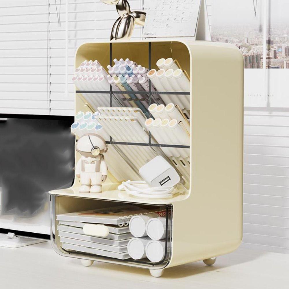 Household Pencil Holder Large Capacity Desktop Storage Drawers Desk Organizer Box  Students