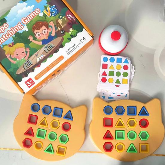 1 Set Geometry Shape Matching Game Toddlers Boys Girls Logic Focus Training Color Shape Learning Educational Toy Multi-player Interactive Puzzle Board