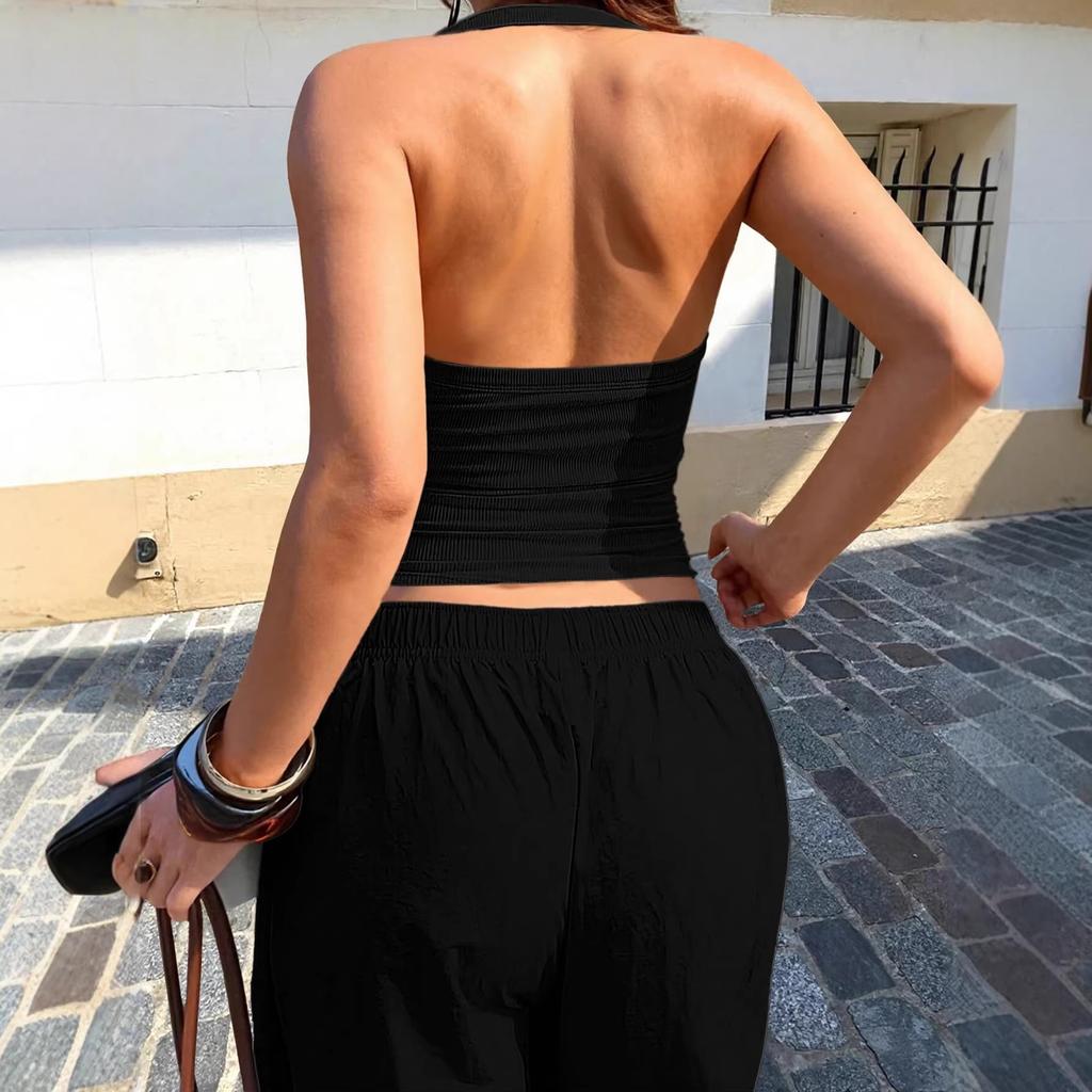 European beautiful women's ribbed vest summer basic sexy slim sling V-neck going out vest