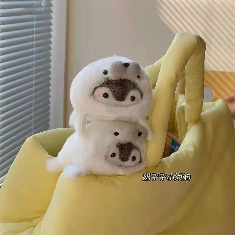 Adorable Plush Whale And Penguin Keychain Soft Fluffy Animal Toy Gift