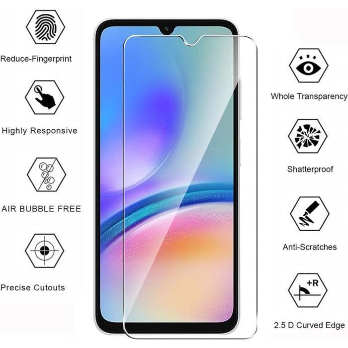 [2 pièces] Verre Trempé pour Samsung Galaxy A25 5G, Protection d'Ecran Transparent Anti-Rayures
