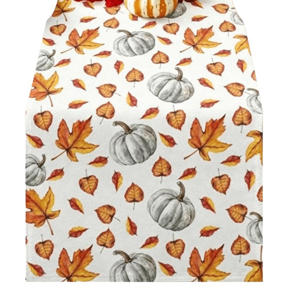 Maple Leaf Pumpkin Table Runner Flower Halloween Tablecloth Autumn Wedding