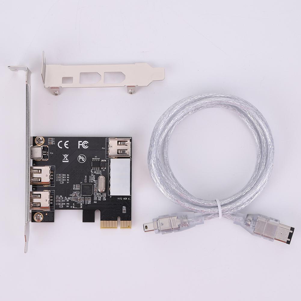 PCI-E 1X To 16X 1394 DV Video Capture Card with 6 Pin To 4 Pin Firewire Adapter 3 Ports Free Driver Desktop Computer Accessory