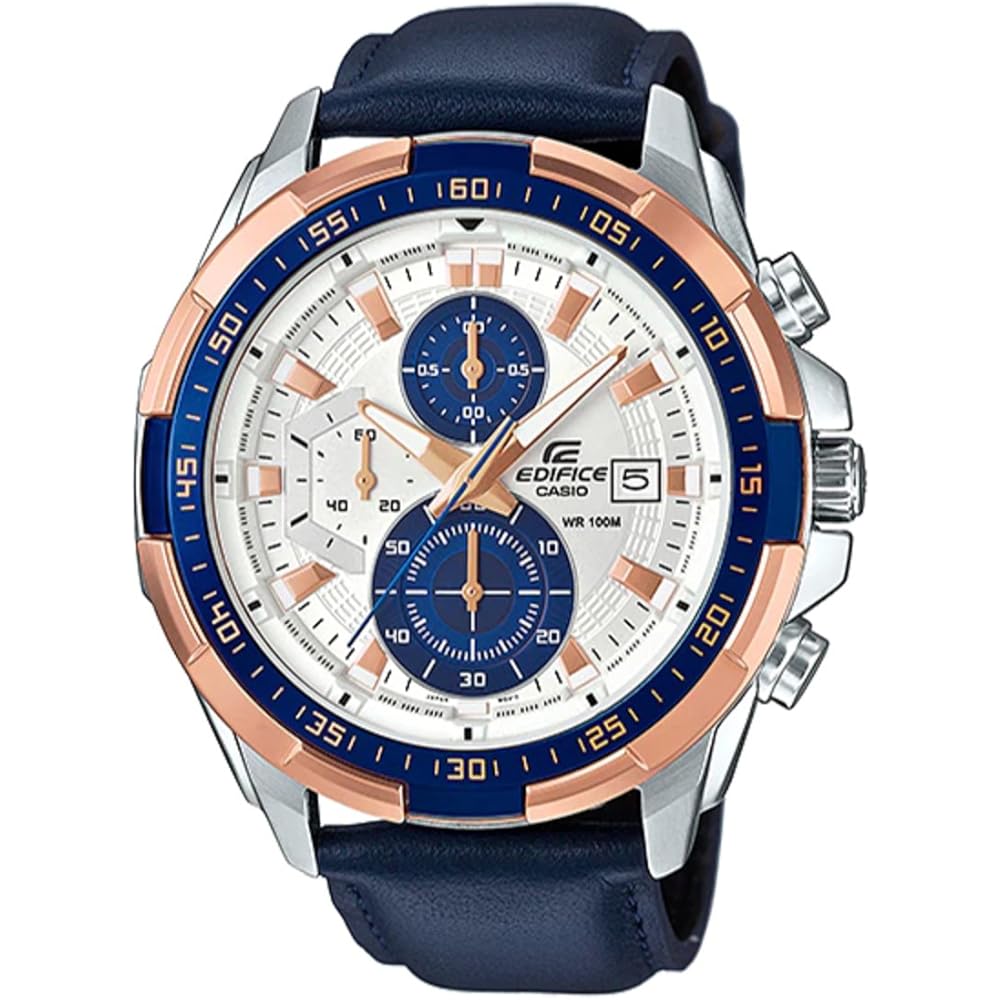 

Casio Edifice EFR-539L-7C 100m Water Resistant Chronograph Men s Watch Leather Strap