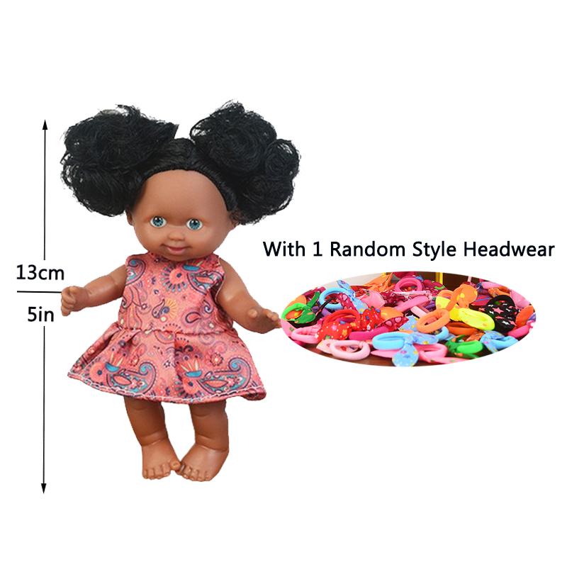5 Zoll/13 cm Kawaii Niedlich Schwarz Neue Reborn Baby Puppen Pädagogische Puppen Schwarze Haut Schwarzes Haar Mit Niedlicher Schleife Kopfschmuck Geburtstagsgeschenk