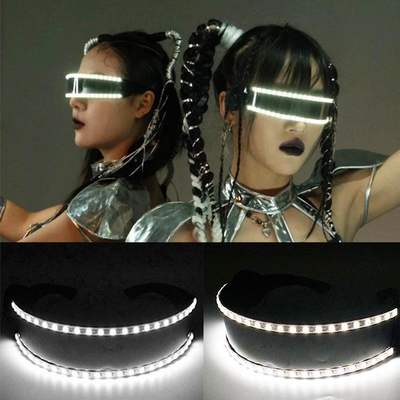 Cyberpunk Futuristische Leuchtende Cosplay Brille Rave Cyber Leuchtende Brille LED Leuchtende Brille Für Mann Frau Tanzshow Requisiten
