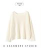 Solid Color Cashmere Hollowed-Out Retro Round Neck Long Sleeve Sweater - Autumn Winter Versatile Loose Knitwear