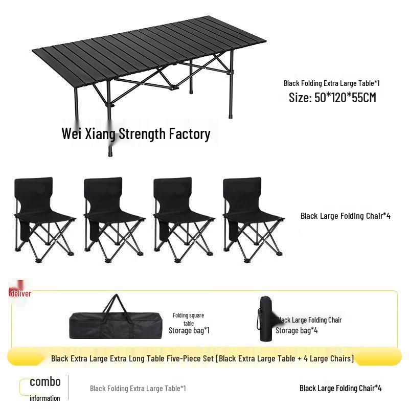 Portable Outdoor Folding Table and Chair Set - Durable Egg Roll Design for Camping, Picnics, & Fishing