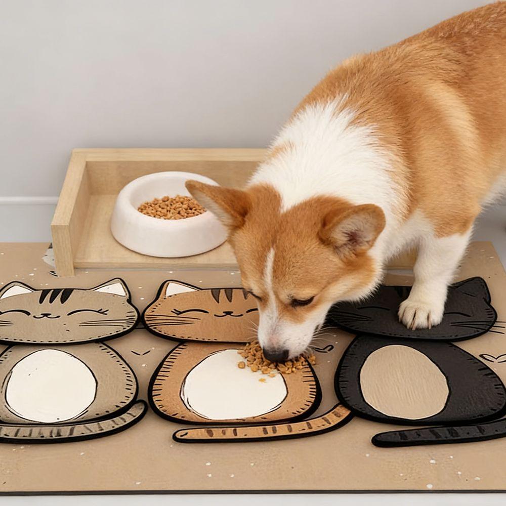 Cartoon Cat Feeding Mat Diatom Mud Pet Placemat Cat Dog Dish Mats Dog Food Bowl Mat for Pet Shop