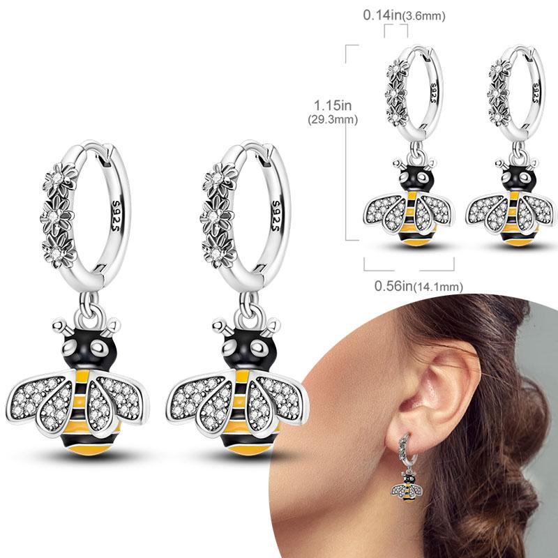 Women Earring 925 Silver Hoop Earrings Love Heart Butterfly Drop Earring Stud For Women Girls Party Jewelry Gifts