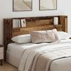 Headboard with LED Lighting and Storage Space Reclaimed Wood Look Wood Based Material