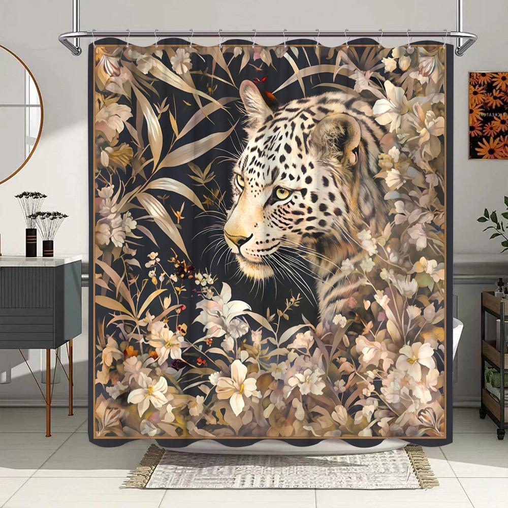 Camouflage leopard print shower curtain - Hidden predators in wild animals hanging on the living room wall, bedroom decoration