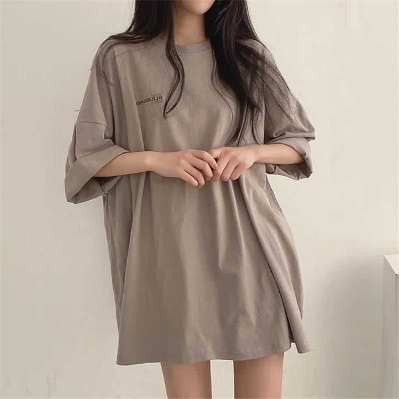 Pure Cotton Mid Length Short Sleeved T Shirt Women's Summer Korean Version Of Loose Large Size Sweet Hot Girl Top