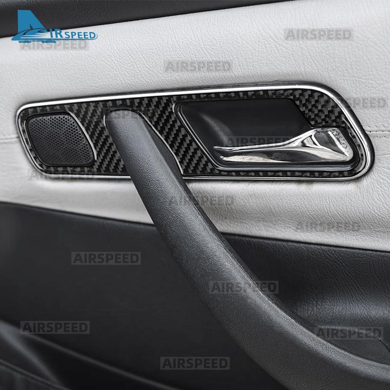 Real Soft Carbon Fiber Trim Sticker For Mercedes Benz SLK R170 1996 1997 1998 1999 2000 2001 2002 2003 Inner Door Handle frame