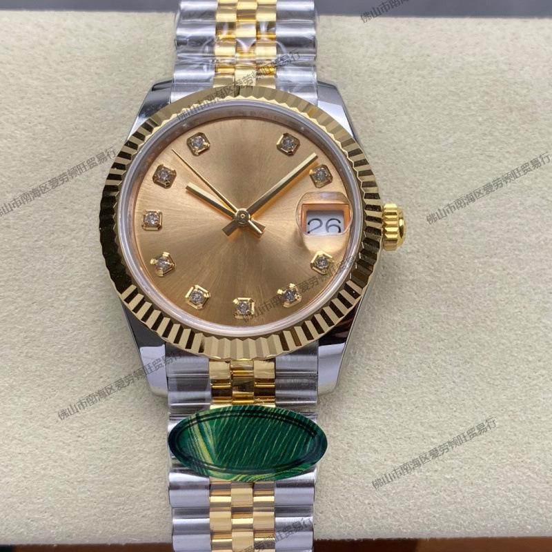 Lao Jia Ri Zhi Dvoubarevné pánské automatické hodinky 31 mm, perleť, nerezová ocel, s diamanty, funkce kalendáře