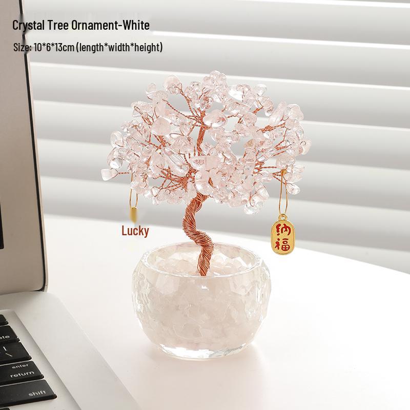 Citrine Money Tree Cat Ornament - Home, Office, Housewarming or Birthday Decoration