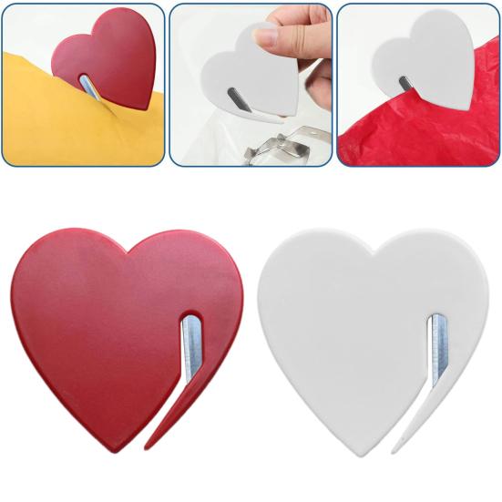 Christmas Paper Cutters Heart-Shaped Envelope Opener Gift Wrapping Tool Safe Plastic Paper Trimmer for Craft Letters Wrapping