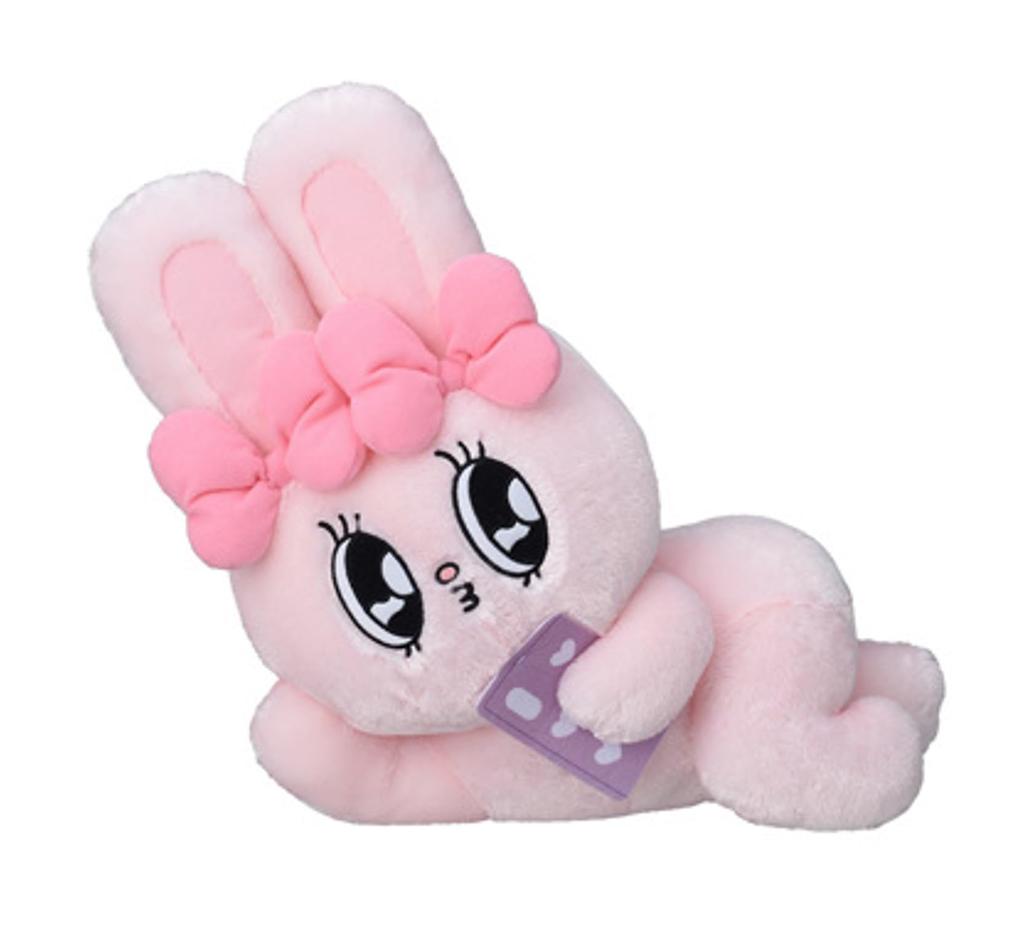 Esther Bunny Plush Toy, LL, Lying Down, Big, Extra Large, Esther Bunny Ribbon Bunny, Pink, Approx. 18.5 inches (45 cm)