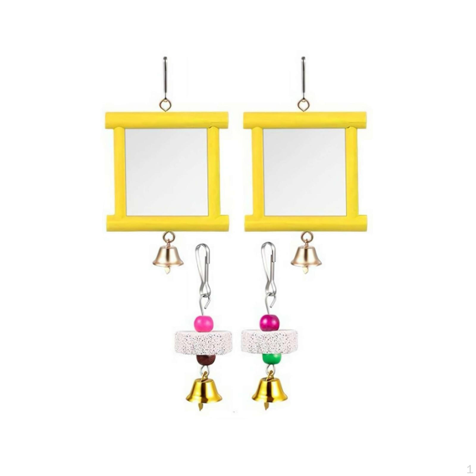 

2 Chicken Mirror Toys, Wooden Pecking Toy, Sharpening Stones Yellow