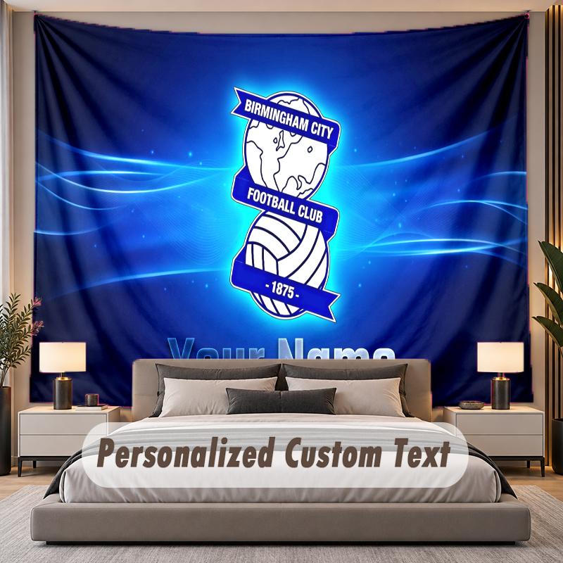 Custom Name Text Tapestry BIRMINGHAM CITY Personalized Polyester Wall Tapestry For Bedroom And Room