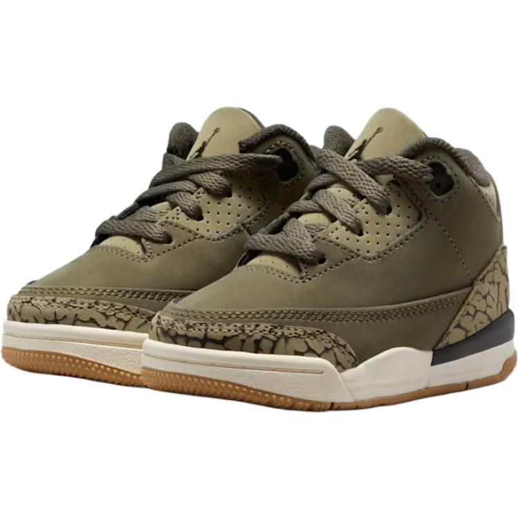 Air Jordan 3 Retro TD Medium Olive Neutral Olive Baby Sneaker Tan Sail Sequoia DM0968-202