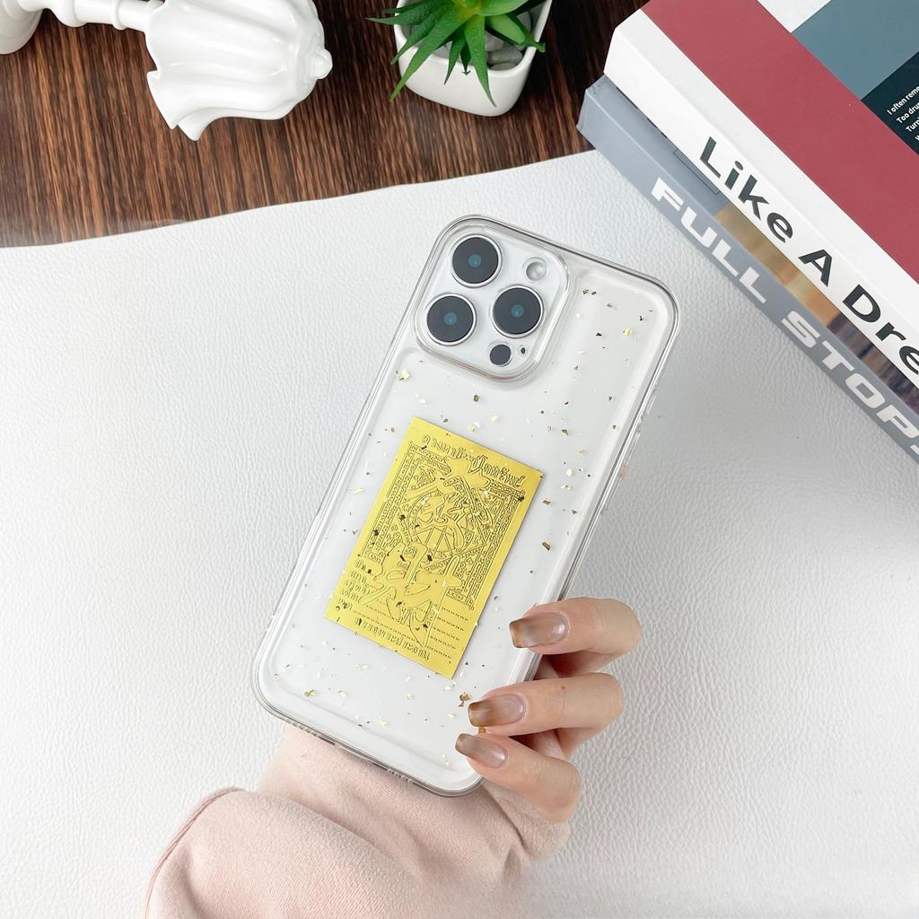 New Year's Mobile Phone Case Gold Foil God of Wealth Is Suitable for Iphone16Pro Transparent Mobile Phone Case Apple 15 Mobile Phone Case Anti-fall