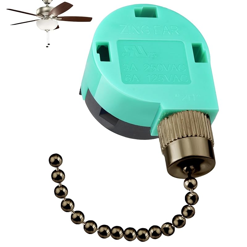 Ceiling Fan Switch ZE-268S6 3 Speed 4 Wire, Switch Control Replacement for Ceiling Fans, Hampton Bay Fans, Hunter Fans, and Standing Fans, Wall Lamps