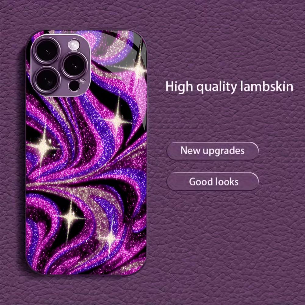 Sparkly Purple Marble Swirl for coque iphone for iphone 17 case Fashion Case fundas Glass for iPhone 17 16 15 14 13 pm Pro Plus iPhone 17