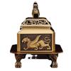 Brass Incense Chinese Style Home Office Aromatherapy Burner Vintage Antique Four Divine Beasts Square Metal Craft