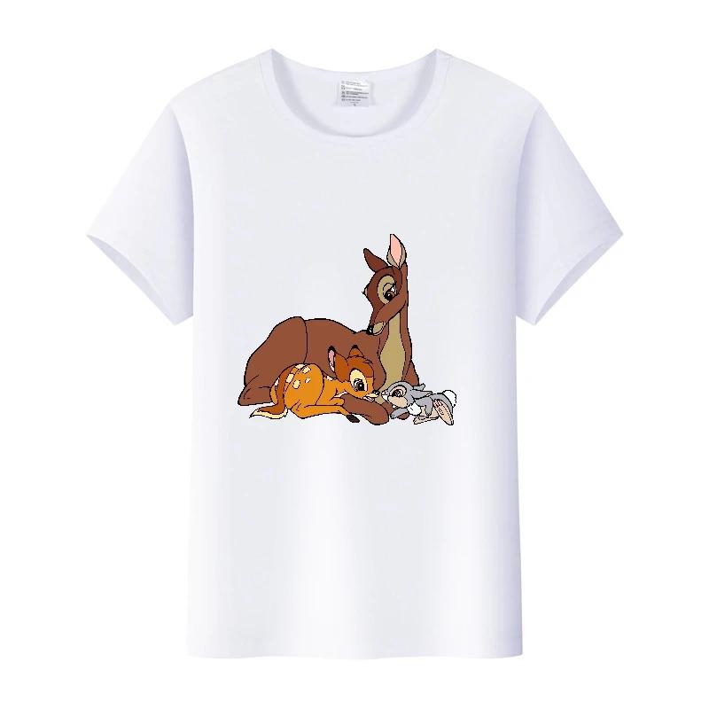 Vintage Plus Size Clothes Y2K Tshirt Kawaii Tops Cartoon Bambi Graphic T-shirt Summer Blouses White Tees Unisex