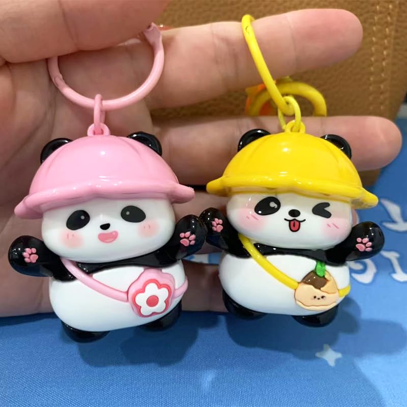 Yocipa Cute Panda Keychain, Cute Bag Charm, Panda Keychain, Character Bag Decoration, Stylish Animal PVC Keychain (Pink)