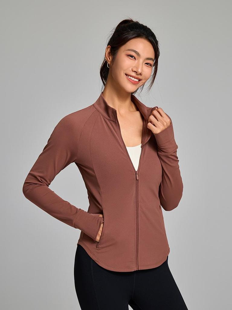 2025 Women's Long Sleeve Fitness Jacket for Spring & Autumn - Stand Collar Yoga & Running Sportswear