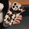 Cow Print Leather Texture Funda Phone Case for iPhone17 Air 16 16e 15 13 12 11 ProMax Pro Plus,Anti-Scratch Protective Cover