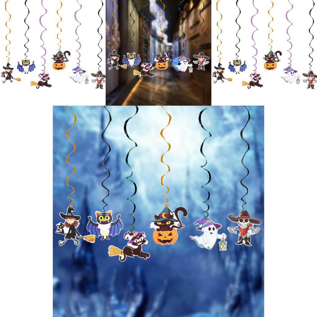 Vibrant Cartoon Halloween Skeleton Spiral Decor Set For Halloween Party Decorations