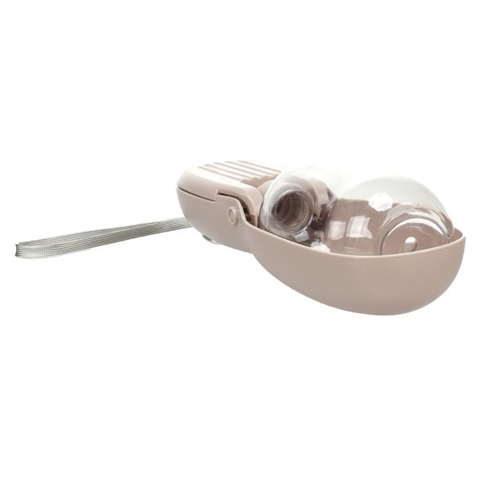 Gourde pour chien - EDEN - Takor Taupe - 2-en-1 eau &amp; friandises - 460ml+100ml - Mousqueton