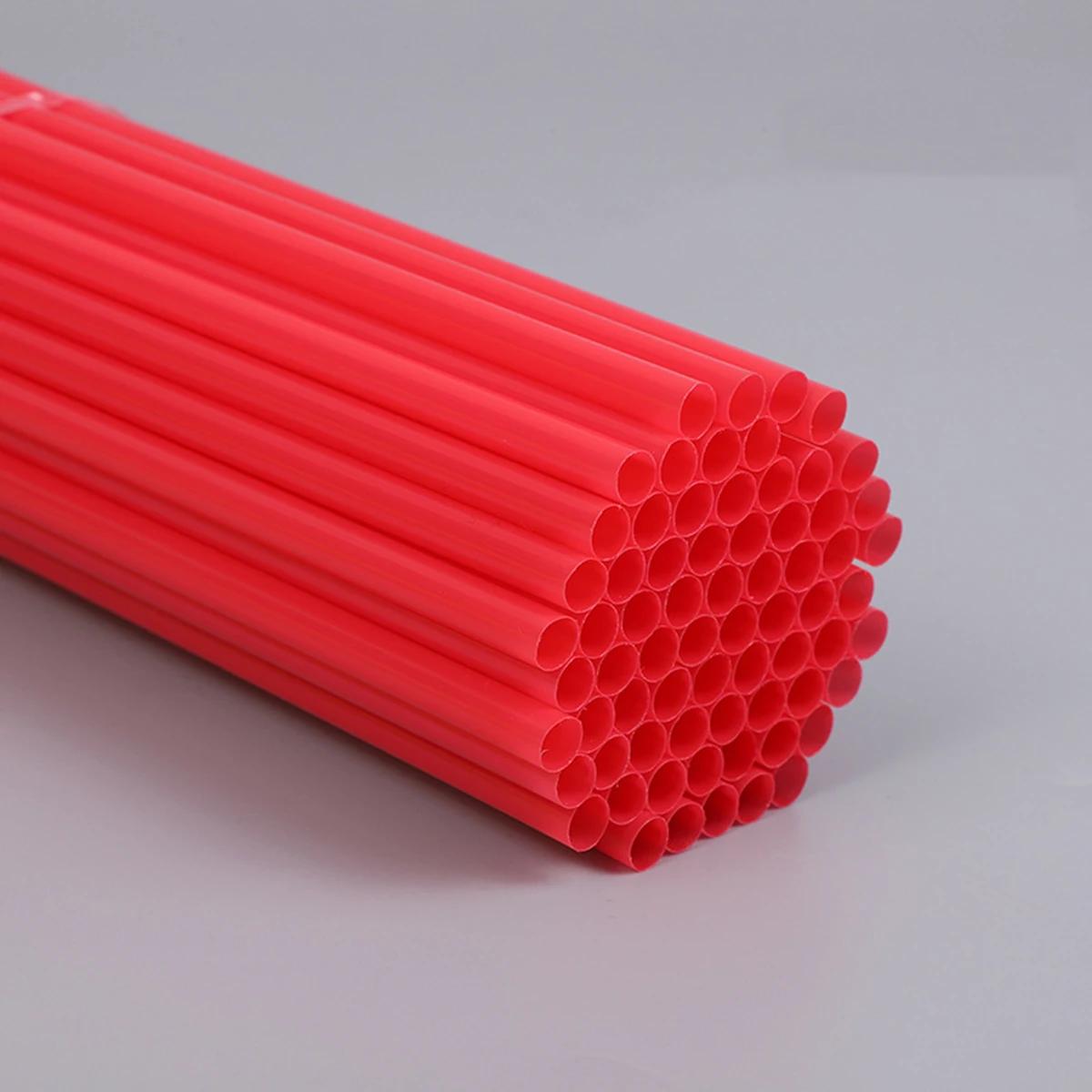 

100pcs- plastic straight straw for disposable fruit juice drinks червоний