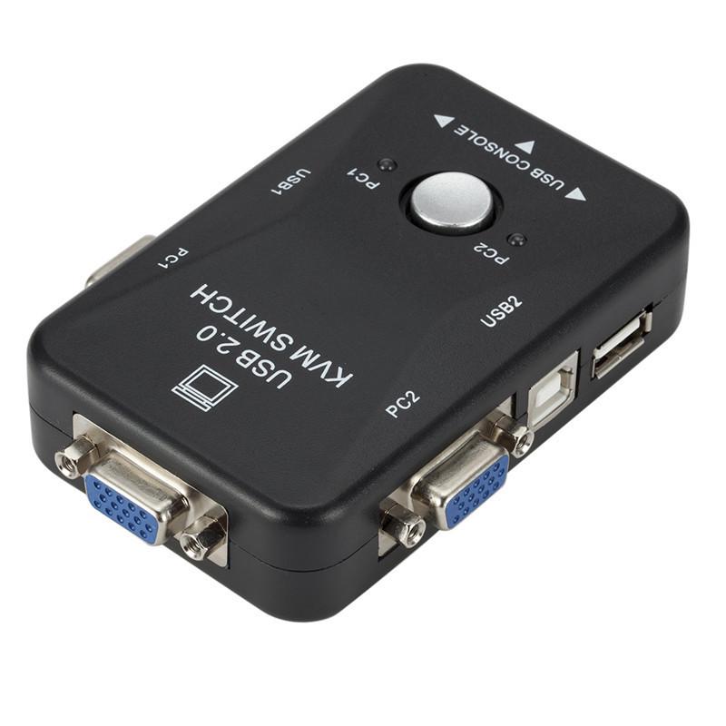 Dual Host VGA KVM Switch: 2-in-1-out for USB Keyboard, Mouse, and Monitor Sharing