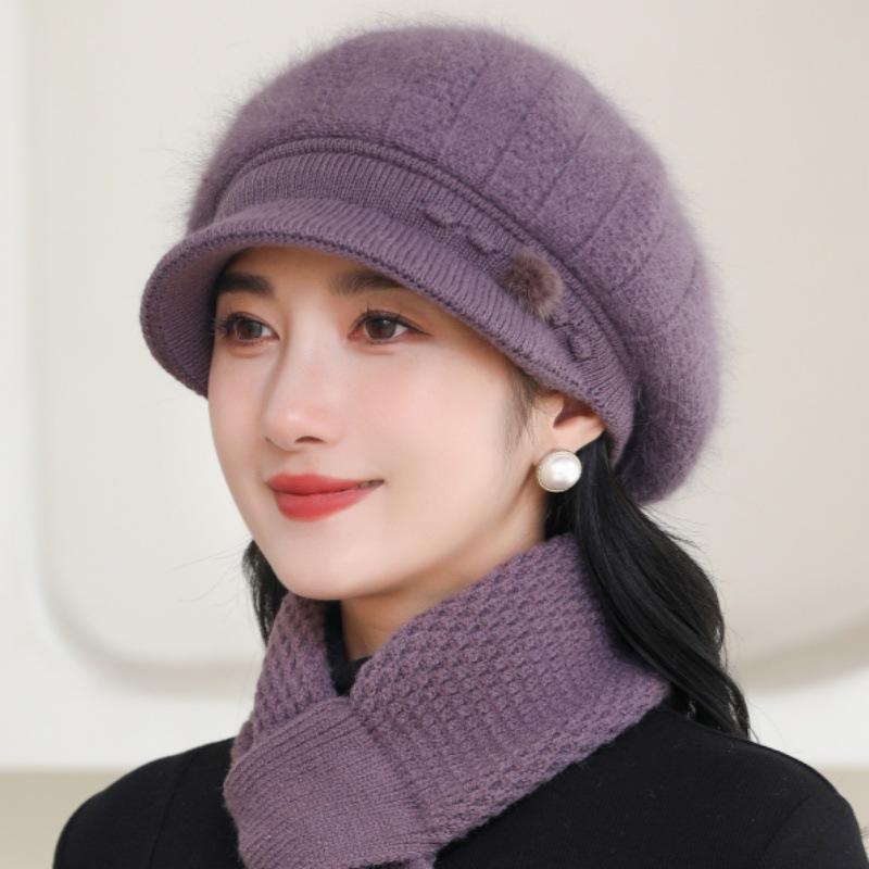 Women's Knitted Hat for Fall Winter - Lightweight Elastic Fit Warm Hat, Solid Color Short Brim Hat