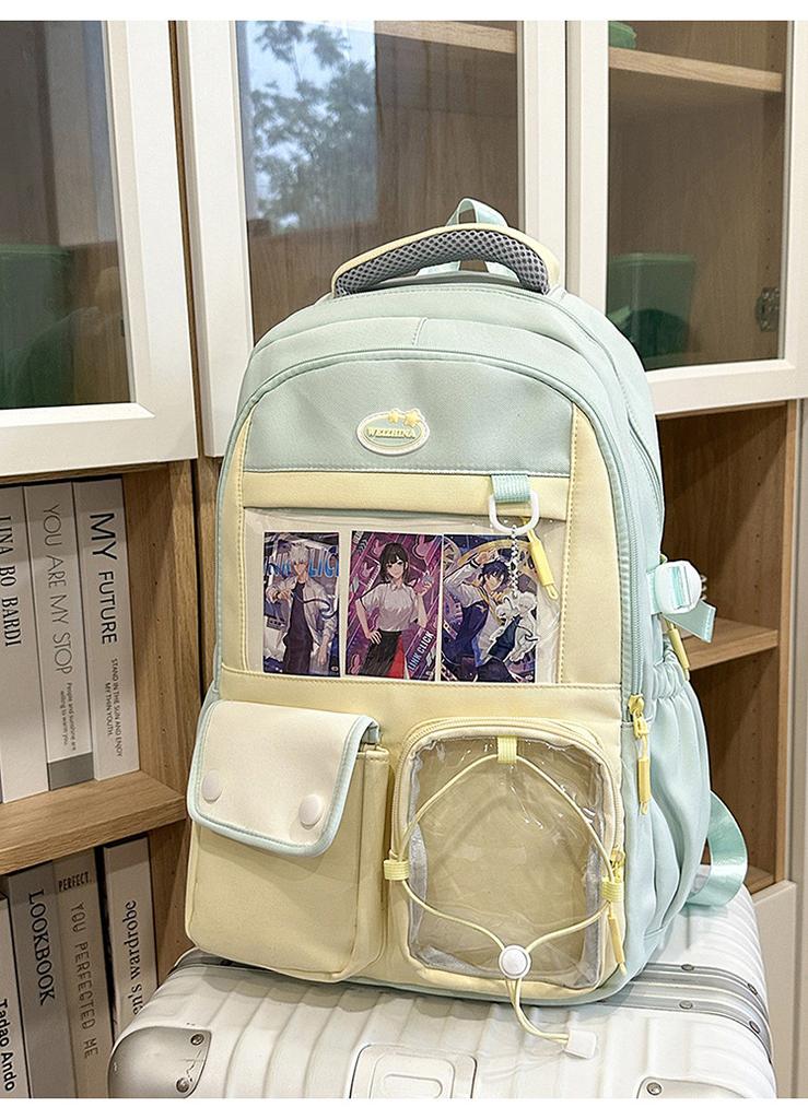Schoolbag Japanese new high-value fresh and sweet contrasting splicing backpack junior high school students lightweight large-capacity backpack