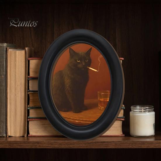 Ghost Oil Painting Print Halloween Wall Decor, Cute Table Sign, Vintage Oval Framed Retro Decor Picture, Decorative Art for Mantel Living Room Bedroom