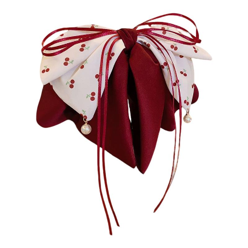 

Cherry Bow Streamer Shark Clip - 2025 New Year Hair Accessory for Women